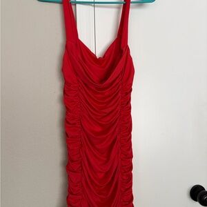 Red Ruched Dress